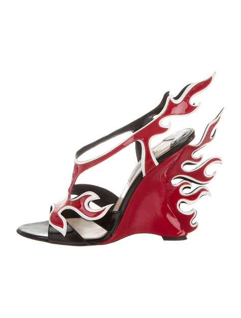 prada flame wedge heels|prada flame wedge.